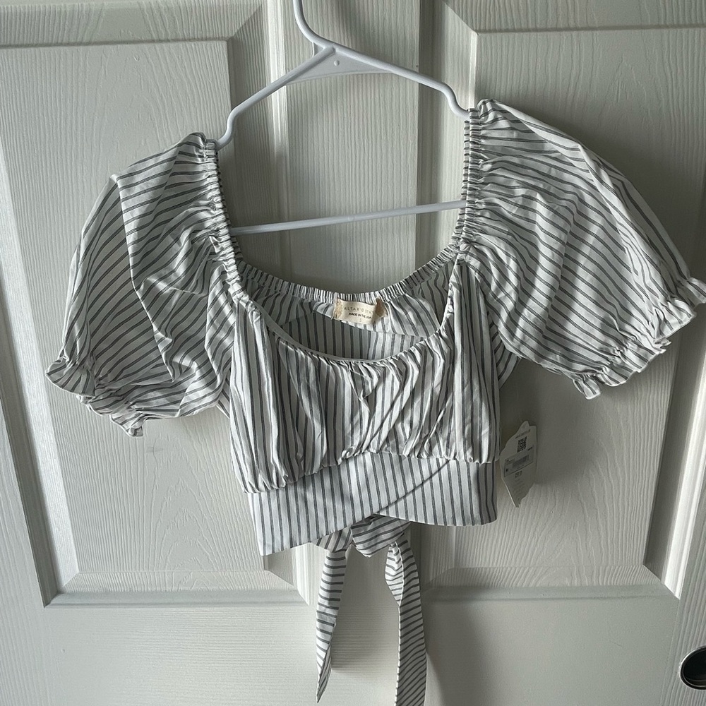 NWT Altar’d State | Puff Sleeve Striped Crop Top | S
